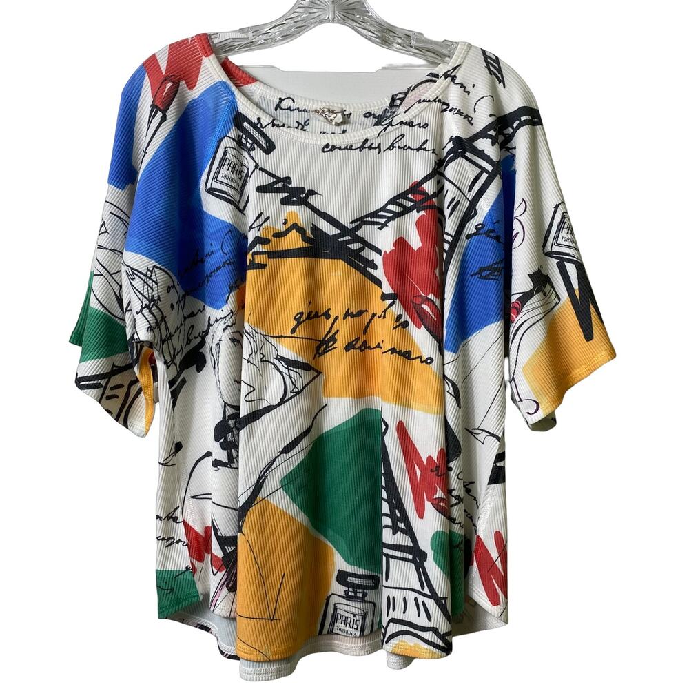 Et Lois Ribbe Art‎ To Wear Artsy Short Sleeve Tee M (2548)